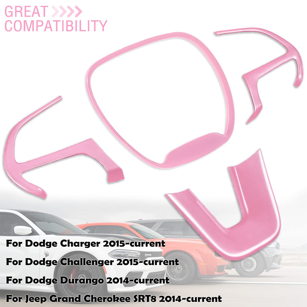 LAIKOU pink ABS steering trim protects Durango interior from scratches