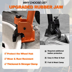 LAIKOU bead breaker with telescopic feet stabilized on uneven surfaces