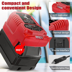 Laimiao Milwaukee M18 mini car charger in use with 12V car socket.