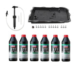 LAIPZ transmission pan assembly with filter supports clean fluid changes
