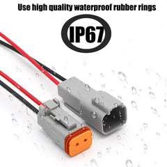 Laisomeke 2Pin Way grey connector side view highlighting compact leads for tight spaces.