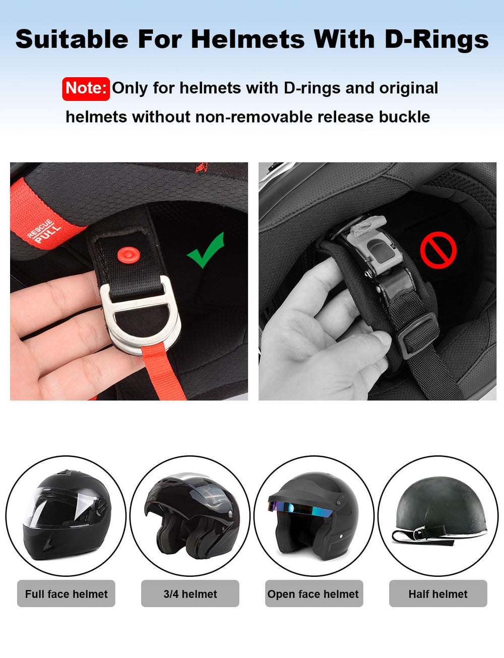 Lamborsafe D-rings replacement option suits helmets with D rings.