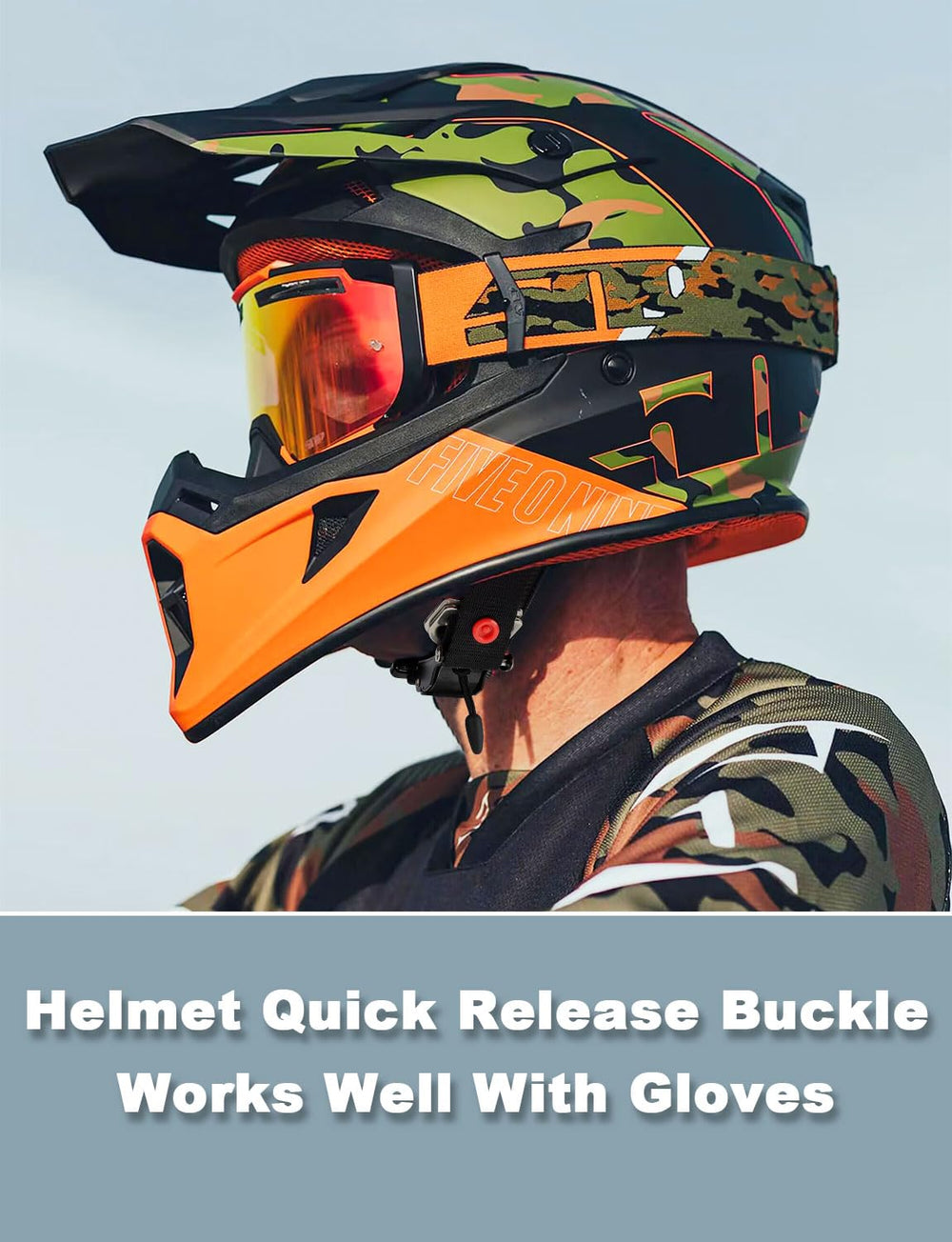 Lamborsafe strap fastener in action demonstrates secure helmet fit.