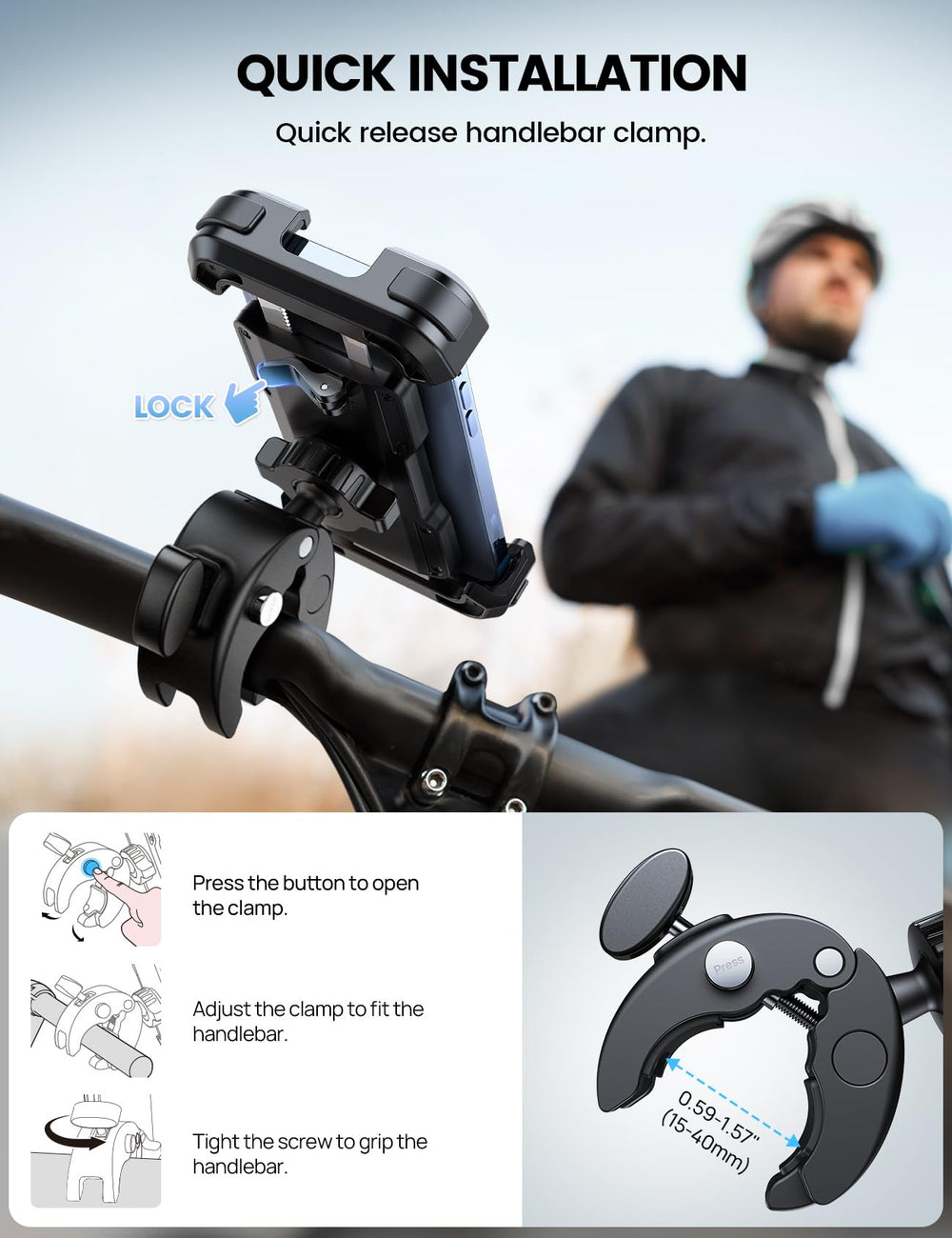 Lamicall 360-degree rotating mount for flexible GPS viewing while riding.