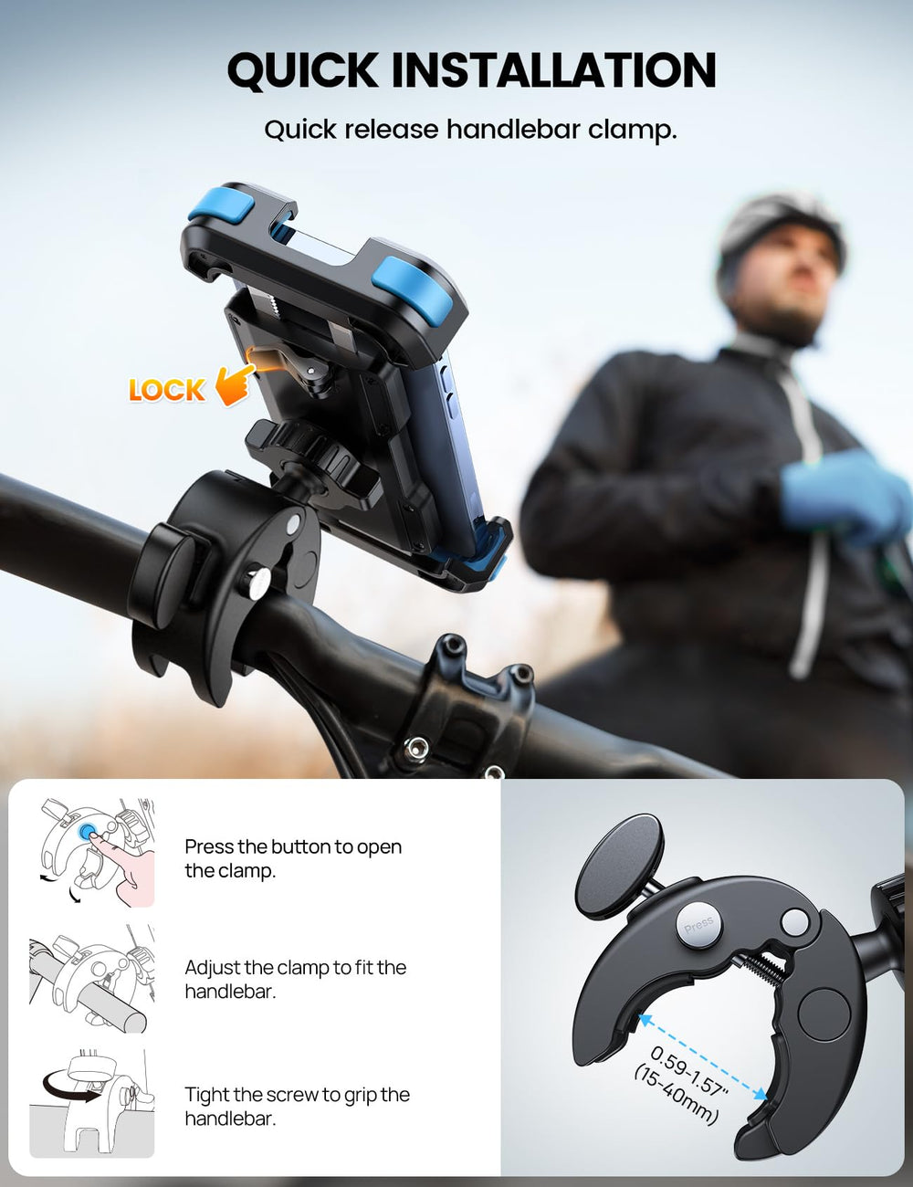 360-degree rotating ball enables portrait or landscape viewing on the mount.