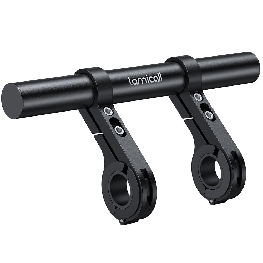 Lamicall bike handlebar extender angled view expands space for lights and GPS devices