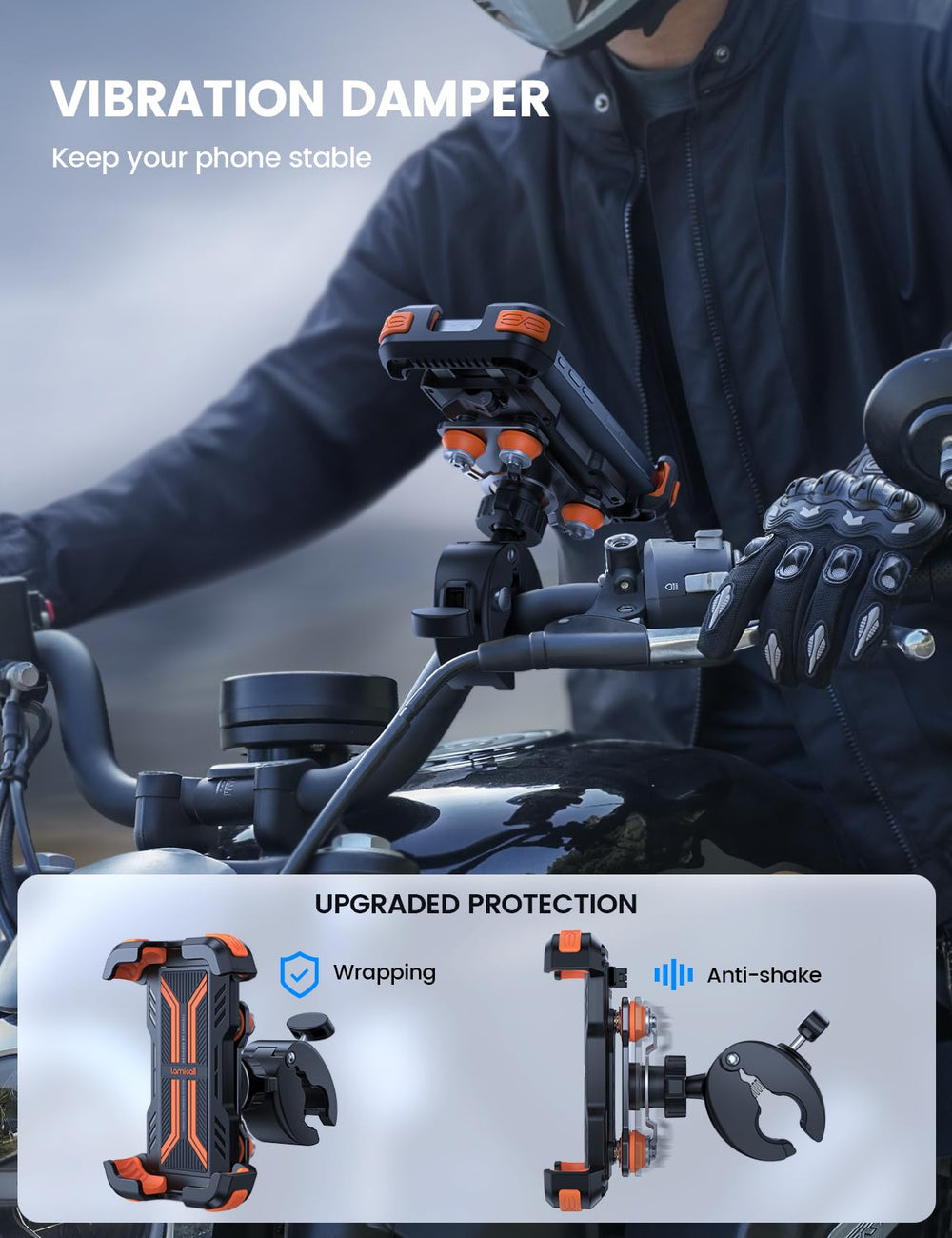 Lamicall bike mount anti-shake keeps your phone steady on rough roads.