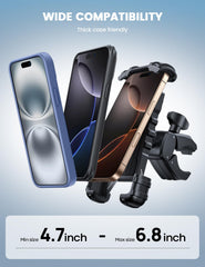 Lamicall bike phone holder horizontal-vertical-adjustment enables portrait or landscape viewing
