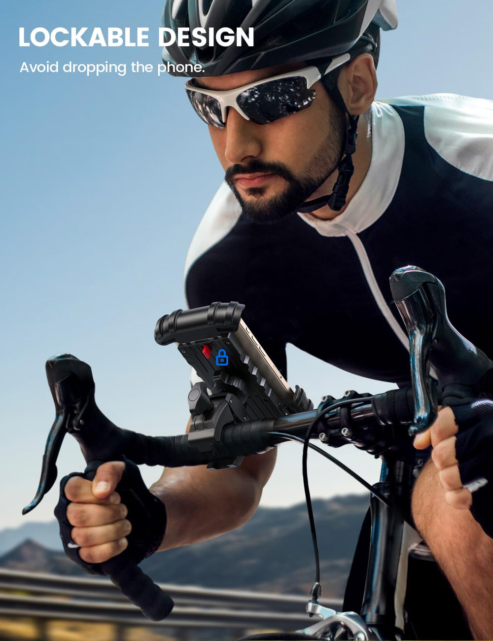 Lamicall bike phone holder universal-compatibility fits iPhone and Android devices up to 15 mm thick
