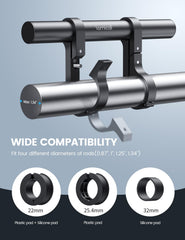 Lamicall diameter range connection shows compatibility with multiple bar sizes