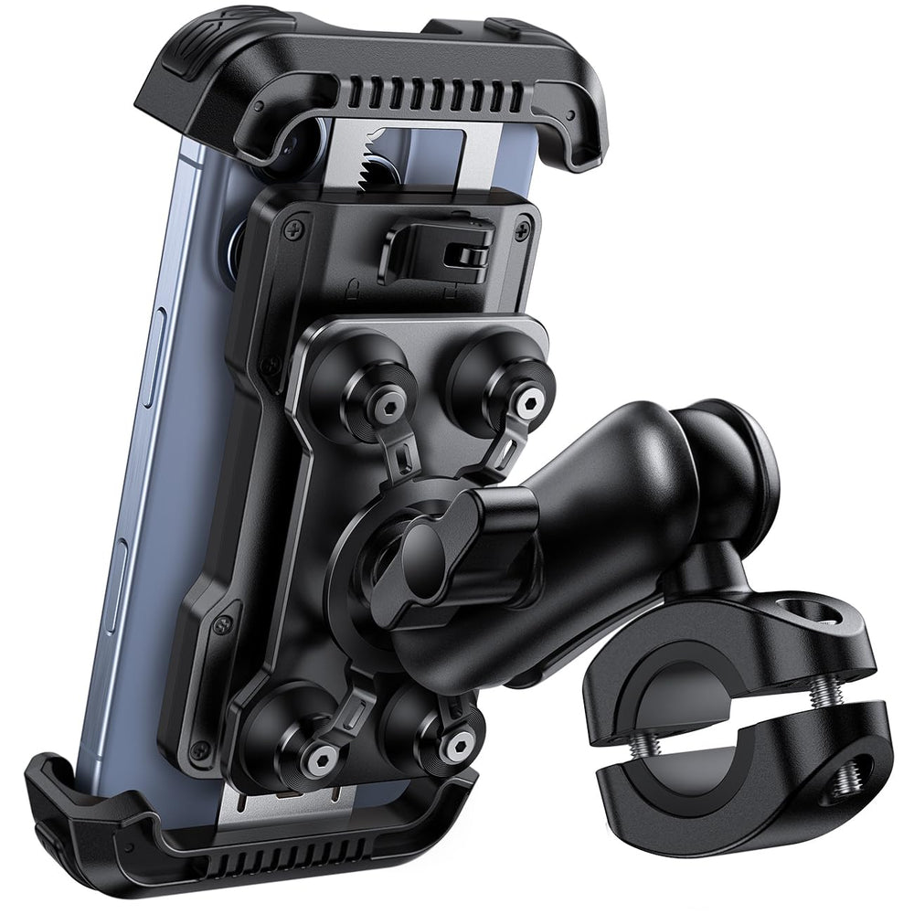 Lamicall motorcycle mount with anti shake keeps phone steady on bumpy roads