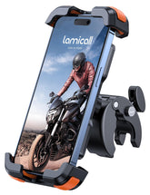 Lamicall motorcycle phone mount clip secures your device on handlebars during rides.