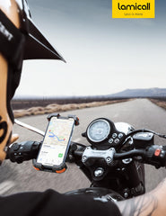 Lamicall orange mount adds high visibility for safer rides.