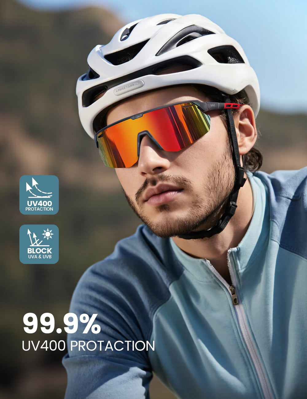 Lamicall red-frame sunglasses reduce glare for cycling and running.