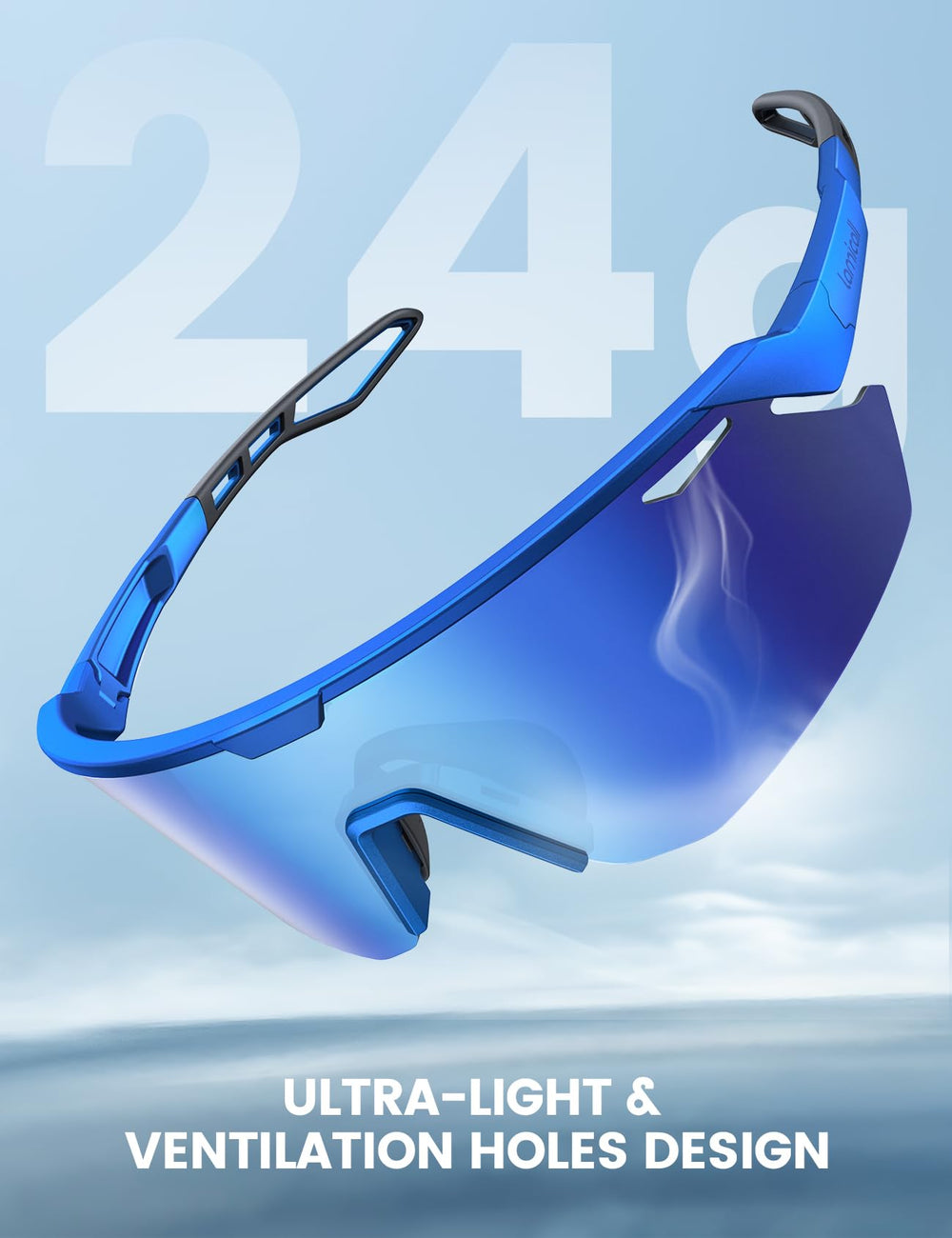 Lamicall blue side profile highlights slim half-frame design.