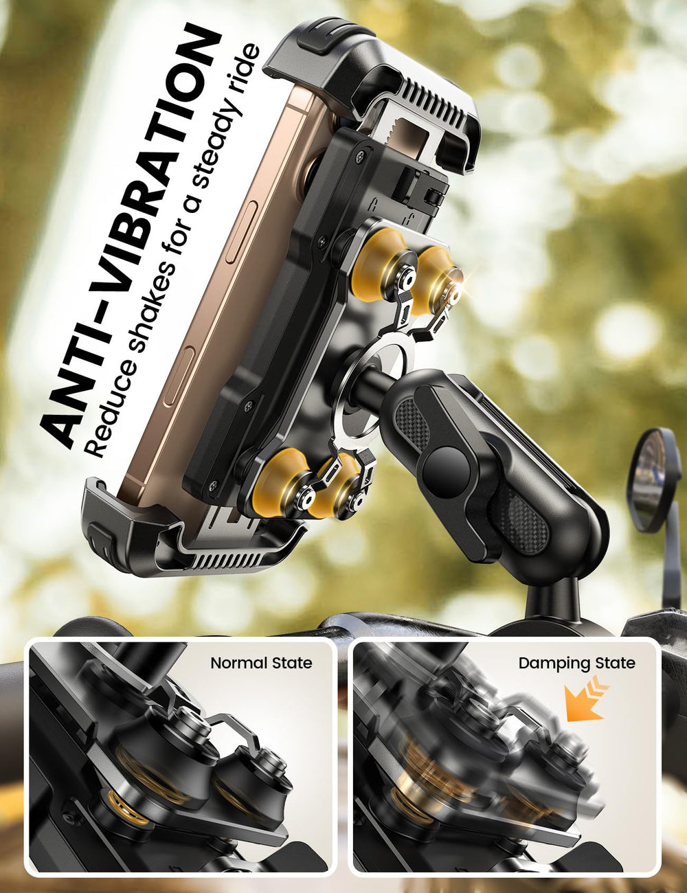 Lamicall safety lock back keeps your phone secured on bumpy roads.