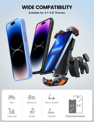 Lamicall wide compatibility fits 4.7–6.8 inch phones on many handlebars.