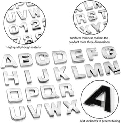 Lamoutor silver DIY car logo decals showcase modular lettering options.