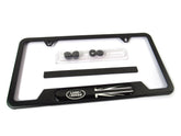 Land Rover Genuine license frame matte black logo enhances badge and style.