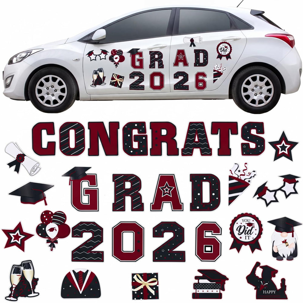 Landhoow graduation car magnets 2026 set on car door for festive parade decor.