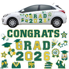 Landhoow graduation magnets on car door, reusable and easy to attach for parade decor.