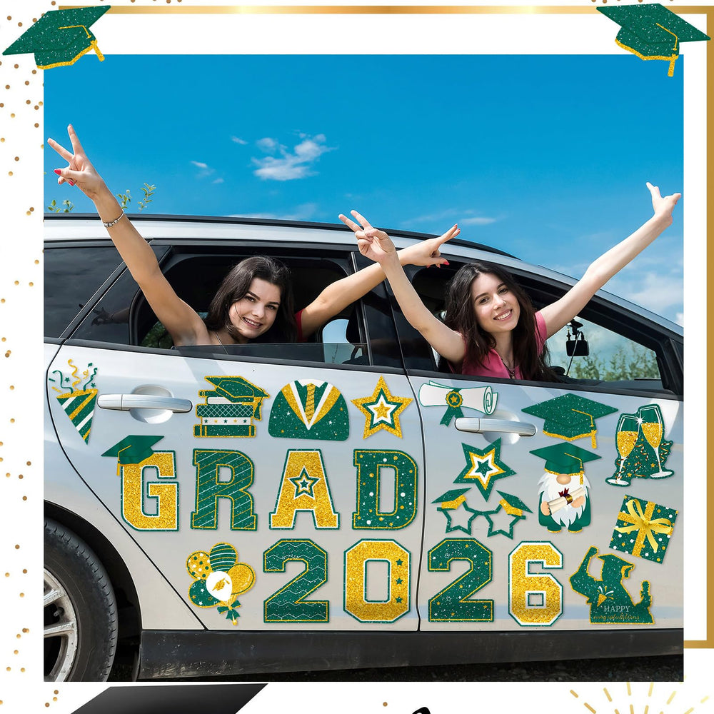 Landhoow graduation magnets decorating metal surface like fridge or door.