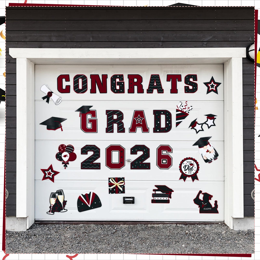 Landhoow maroon burgundy black magnets complement party themes and graduate decor.