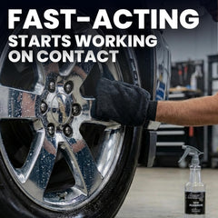 Professional-grade wheel cleaner from LANE'S shown with spray nozzle