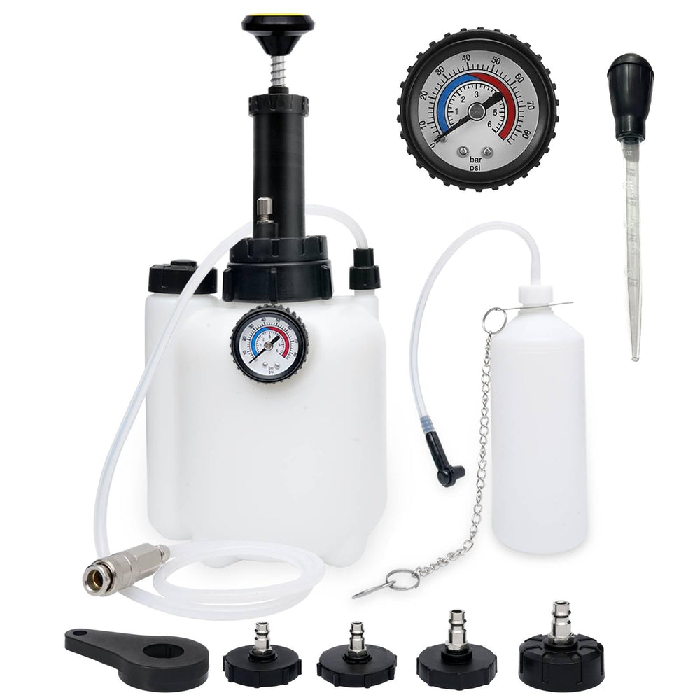 Langawaser brake bleeder kit 3L pump enables solo brake bleeding.