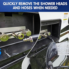 Langina one-handed valve enables quick, tool-free outdoor setup.
