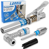 LANNIU grease gun coupler kit 12000psi with compact head for one-handed operation.