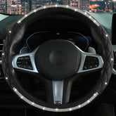 LANPU SURE diamond steering wheel cover in black enhances grip and style.