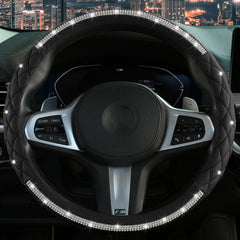 LANPU SURE diamond steering wheel cover in black enhances grip and style.