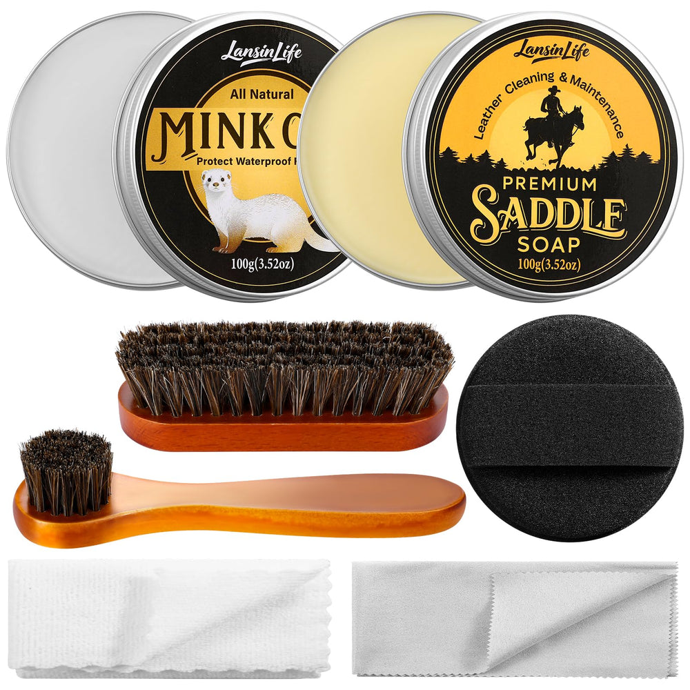 LansinLife Leather Boot Care Kit packaging shown for quick home leather care.