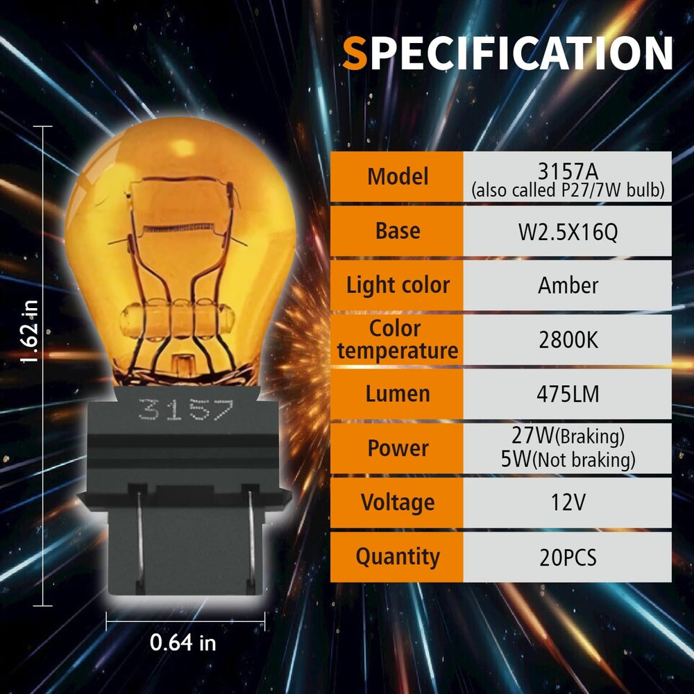 Lanuovx amber brake light bulb with warm amber glow
