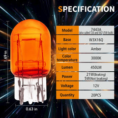 Lanuovx 7443 bulbs deliver 450 lm brightness with warm 3800K tone.