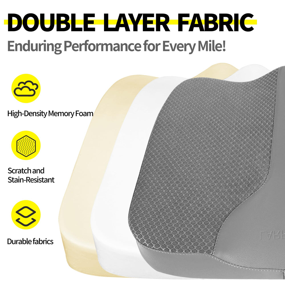 LARROUS car seat cushion gray side view shows non-slip base for stability.