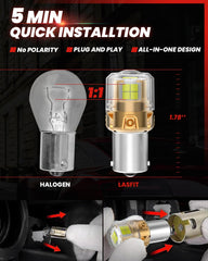 LASFIT 1156 LED bulb non-polarity enables easy mounting on most cars.
