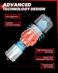LASFIT 1156 red LED bulb features smart heat dissipation for stable performance.