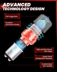 LASFIT 1157 red LED bulb packaging includes two bulbs for quick upgrade.