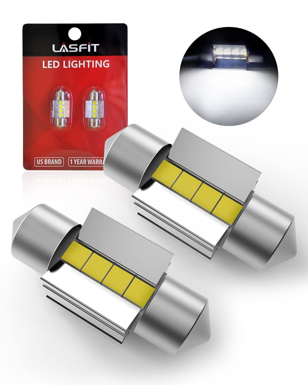 LASFIT 31mm festoon bulb in dome light for bright interior visibility