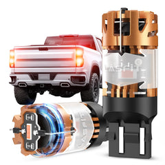 LASFIT 7440 red LED bulb in brake light, bright stopping visibility