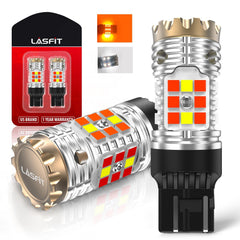 LASFIT 7443CK LED bulb front turn signal for Ram and Wrangler with amber color for visibility