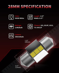 1:1 design of LASFIT 28mm LED festoon ensures perfect fit
