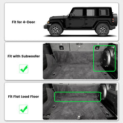 LASFIT cargo mat with subwoofer cutout keeps the speaker area safe and clean