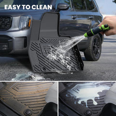LASFIT raised-edge mats contain spills and simplify washing.
