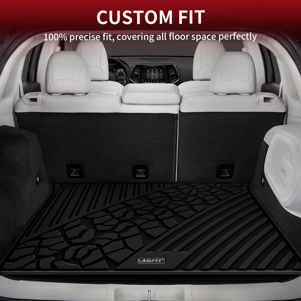 LASFIT edge-to-edge floor mats conform to Jeep Grand Cherokee interior contours.