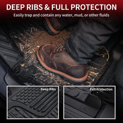 Custom-fit LASFIT floor mats cover whole footwell for Ram 1500 crew cab