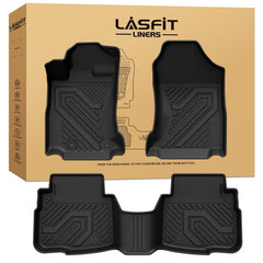 LASFIT Subaru Outback 1st-row floor mat with custom fit protects carpeting from dirt.