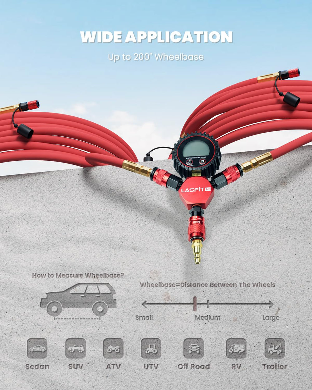 Lasfit H4 system with sturdy connectors and warranty information conveys reliability and support.